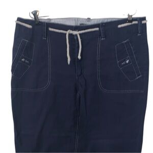 North River Navy Blue Capris with Rope Belt Anchor Buttons Nautical
